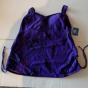 SWIMSUITS FOR ALL PURPLE TANKINI TOP NWT 16 Swim Cruise Resort
